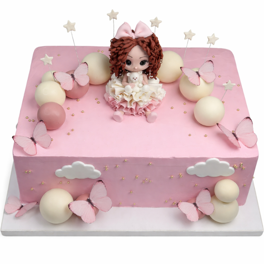 Торт с девочкой и бабочками